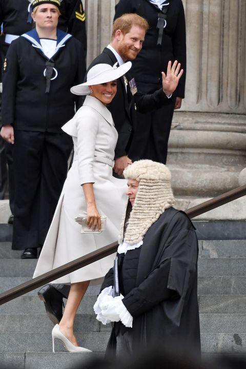 london, england   june 03 prince harry, duke of sussex, and meghan, duchess of sussex arrive at the national service of thanksgiving at st pauls cathedral on june 03, 2022 in london, england the platinum jubilee of elizabeth ii is being celebrated from june 2 to june 5, 2022, in the uk and commonwealth to mark the 70th anniversary of the accession of queen elizabeth ii on 6 february 1952  photo by chris j ratcliffegetty images
